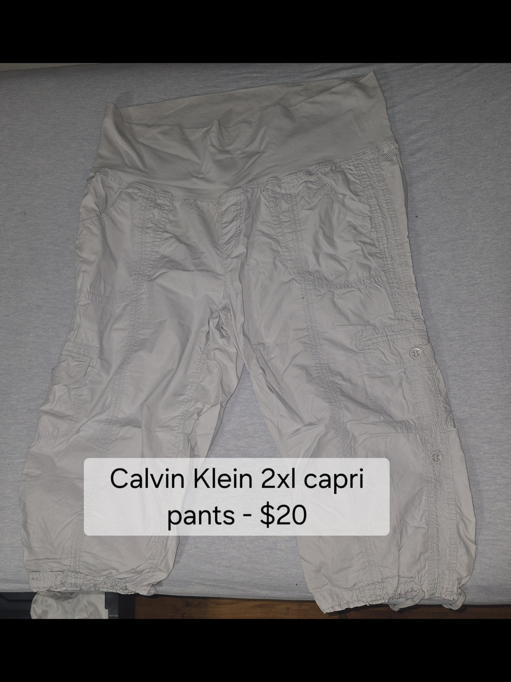 Calvin Klein Khaki Stretch Waist Capri Pants